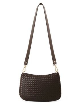 Milaner Italia Belinda Woven Crossbody Bag Chocolate Brown Leather